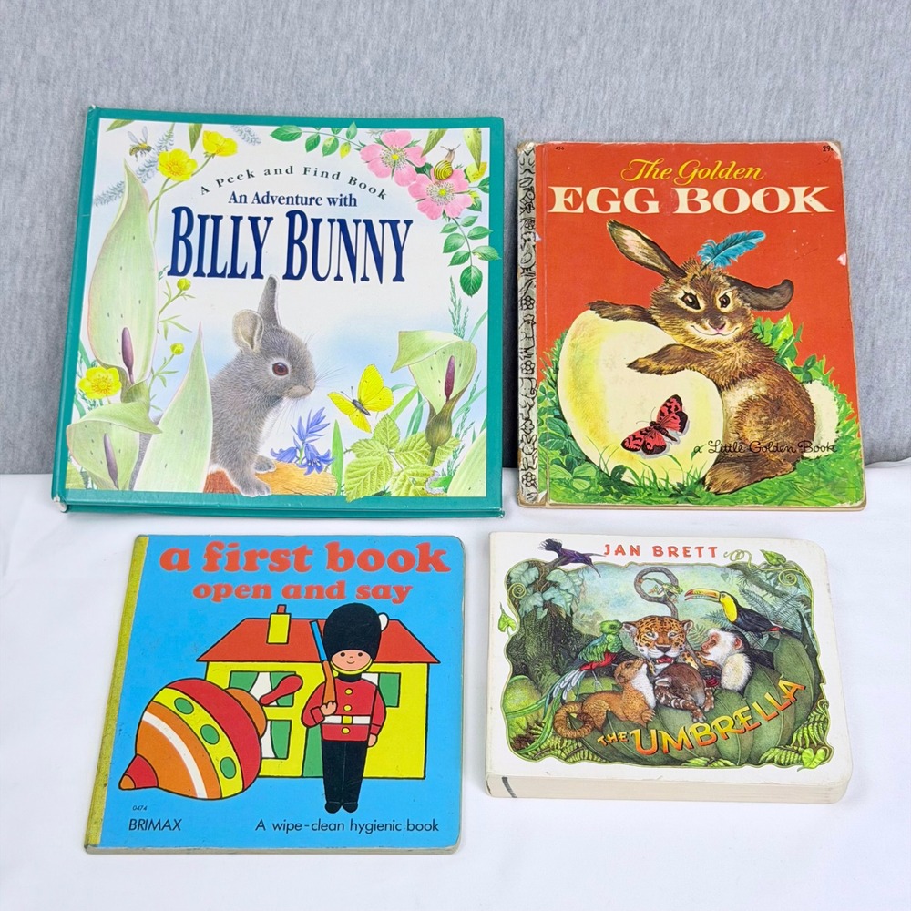 4 Childrens Books Jan Brett Billy Bunny Pop-Up Little Golden Egg Book Brimax Lot